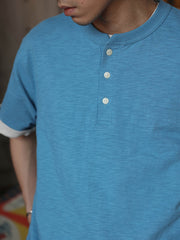 定番 スラブコットン ヘンリーネック 半袖Tシャツ