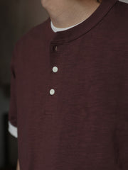 定番 スラブコットン ヘンリーネック 半袖Tシャツ