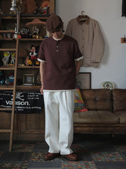 定番 スラブコットン ヘンリーネック 半袖Tシャツ