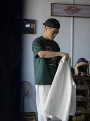 ロングコットンスラブベースボールレトロリンガーTシャツ