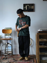 ロングコットンスラブベースボールレトロリンガーTシャツ