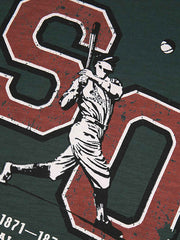 ロングコットンスラブベースボールレトロリンガーTシャツ