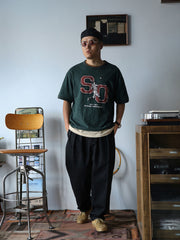 ロングコットンスラブベースボールレトロリンガーTシャツ