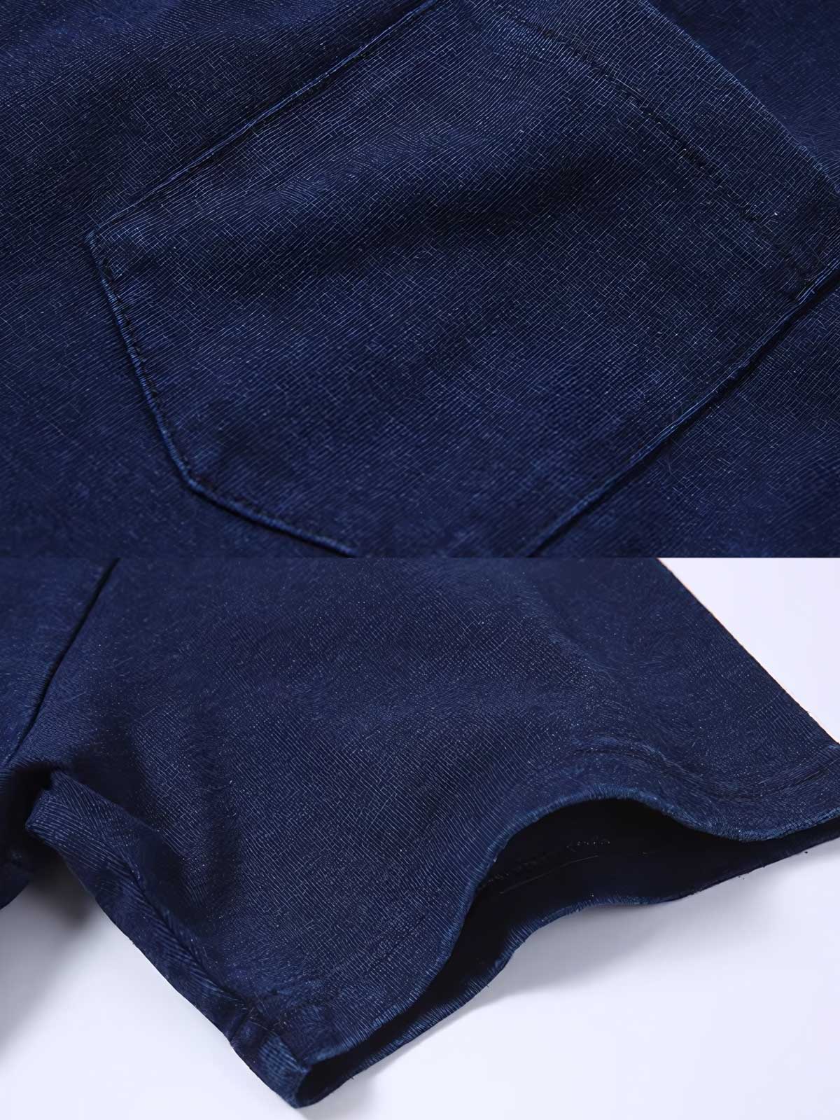 植物藍染めヘンリーネック半袖Tシャツ細部展示図
