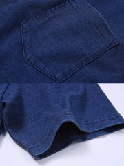 植物藍染めヘンリーネック半袖Tシャツ細部展示図