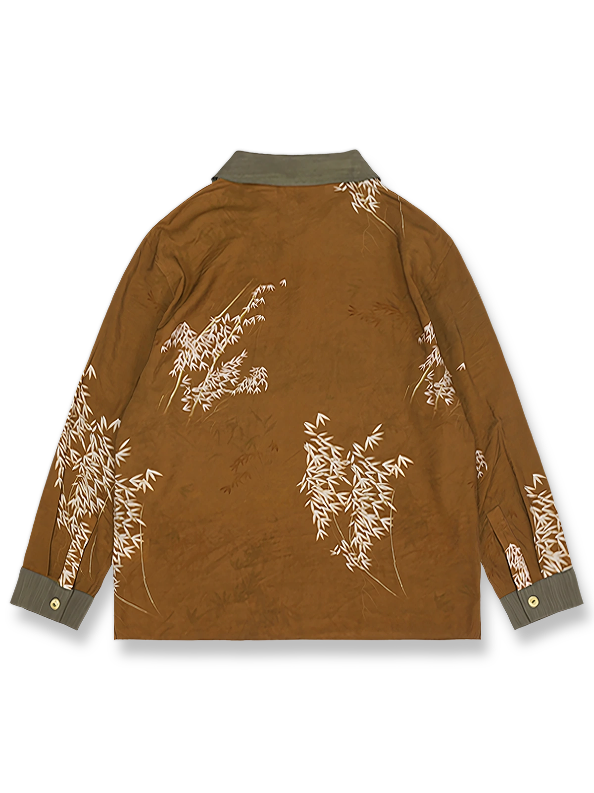竹葉柄配色プルオーバー長袖シャツ全体像