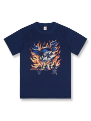 アメリカンヴィンテージの重厚なスカルモーターサイクルプリント半袖Tシャツの全体図