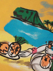 重厚なアメリカンヴィンテージハワイアンガール柄半袖Tシャツのプリントディテール