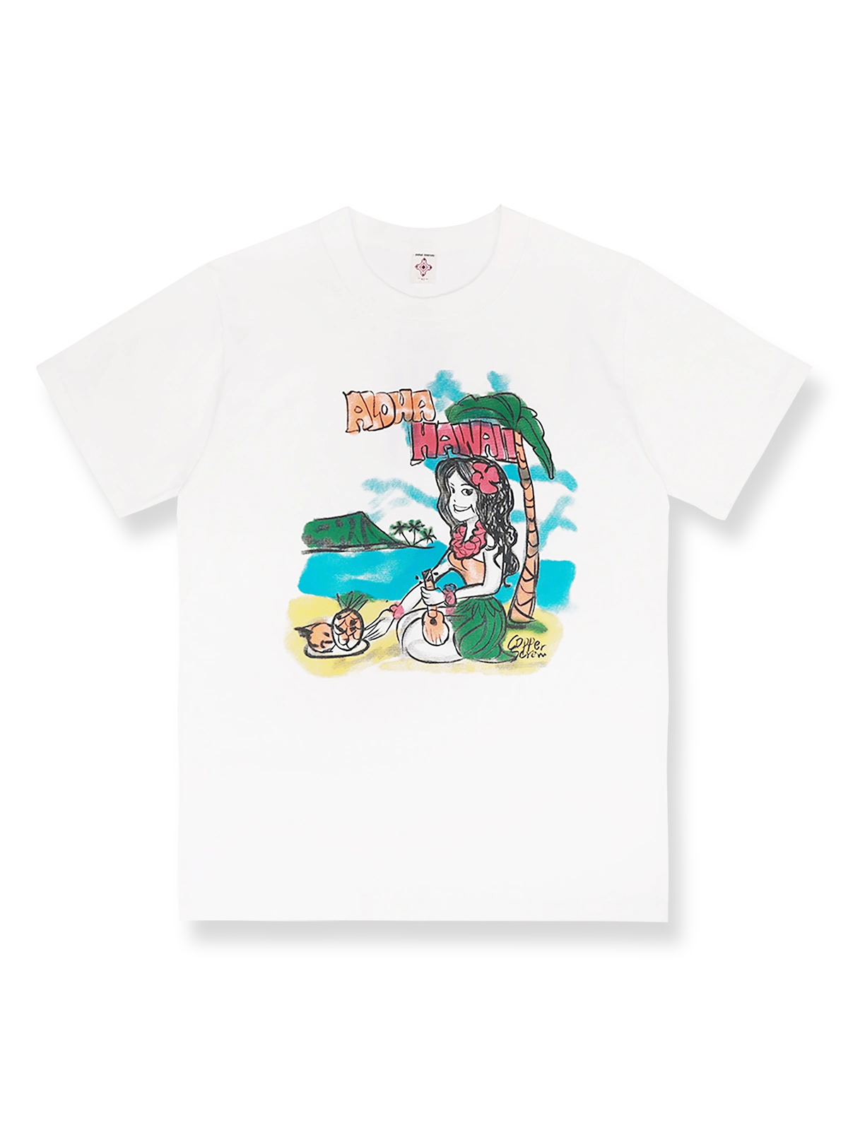 重厚なアメリカンヴィンテージハワイアンガール柄半袖Tシャツ全体像