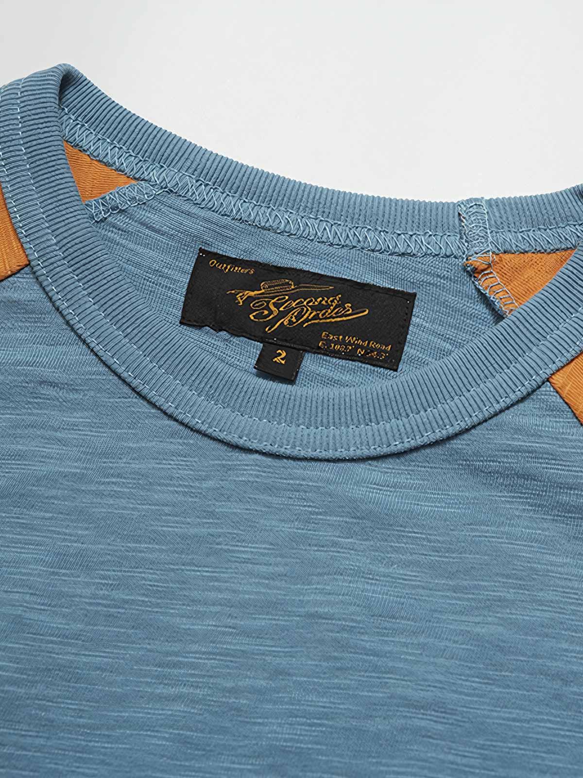 ヴィンテージラグランスリーブ配色半袖Tシャツの織りのディテール