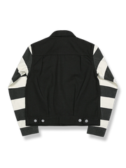 ストライプ柄コンビ ショートジャケット