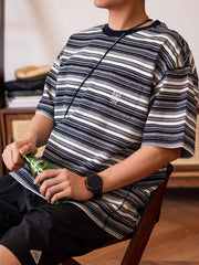 ボートオールロゴ刺繍 ストライプTシャツ