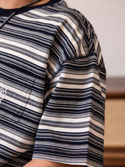 ボートオールロゴ刺繍 ストライプTシャツ