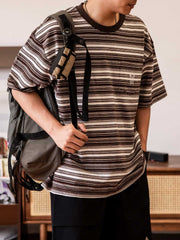 ボートオールロゴ刺繍 ストライプTシャツ