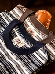 ボートオールロゴ刺繍 ストライプTシャツ