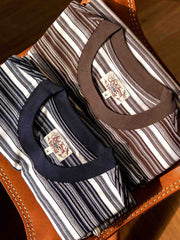 ボートオールロゴ刺繍 ストライプTシャツ