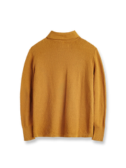 製品画像: ダイヤモンド柄編みスタンドカラーニット メンズ 秋冬 防寒 通気性 ジンジャーイエロー 全体画像
詳細画像: ダイヤモンド柄編みの肌理と防風リブ袖口ディテール