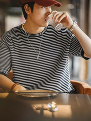 立体織り ストライプ マリンカラーTシャツ