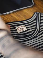 立体織り ストライプ マリンカラーTシャツ