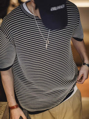 立体織り ストライプ マリンカラーTシャツ
