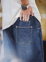 ウォッシュドデニムワイドジーンズ