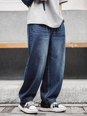 ウォッシュドデニムワイドジーンズ