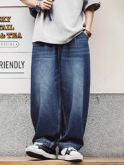 ウォッシュドデニムワイドジーンズ