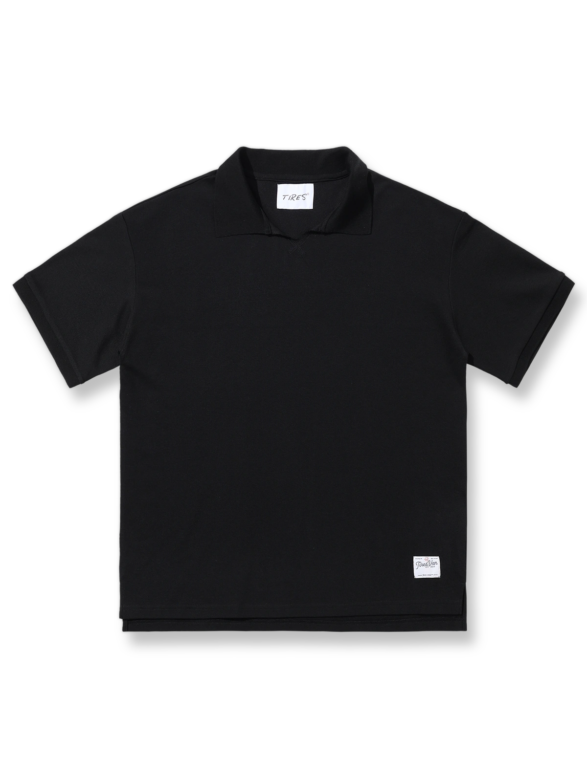 クラシック襟付きコットン半袖ポロシャツ正面図