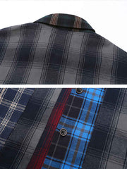 パッチワークチェック柄 コットンシャツ