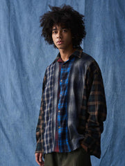 パッチワークチェック柄 コットンシャツ