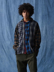 パッチワークチェック柄 コットンシャツ