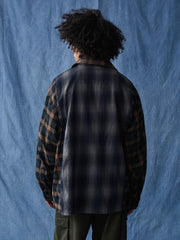 パッチワークチェック柄 コットンシャツ