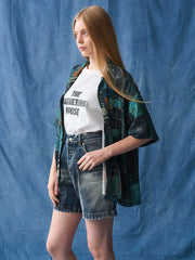 抽象都市風景プリント アロハシャツ