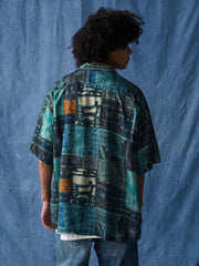 抽象都市風景プリント アロハシャツ