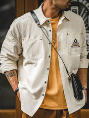 【再入荷】アメリカンインディアン×トーテム刺繍 レトロ長袖シャツ