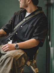 ドロップショルダーコットン 半袖シャツ