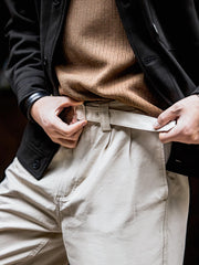 ダブルプリーツ コットン スラックス