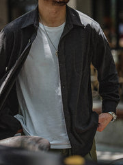 微起毛 Uステッチ ワークシャツ