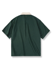 ダークグリーン色 刺繍ポロシャツ