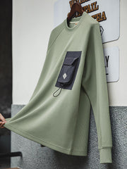 機能ポケットコンビ 配色切り替え長袖Tシャツ