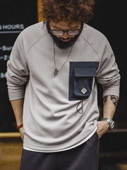 機能ポケットコンビ 配色切り替え長袖Tシャツ