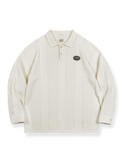 プレッピースタイル ジャカード ニット ポロシャツ