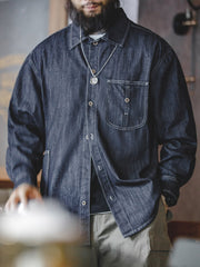 ポケット ステッチ デニム 長袖シャツ