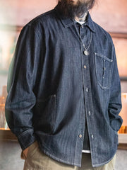ポケット ステッチ デニム 長袖シャツ