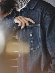 ポケット ステッチ デニム 長袖シャツ