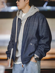 ワッフル編みデニムコーチジャケット