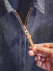 ワッフル編みデニムコーチジャケット