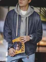 ワッフル編みデニムコーチジャケット