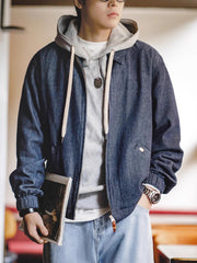 ワッフル編みデニムコーチジャケット