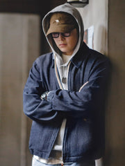 ワッフル編みデニムコーチジャケット